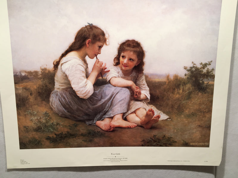 Adolphe William Bouguereau "Two Girls" Lithograph Art Print 27" x 32"   - TvMovieCards.com