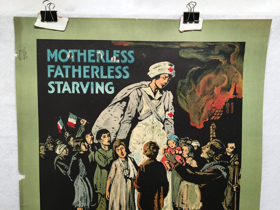 "Motherless; How Much to Save These Little Lives?" WWI American Red Cross Poster   - TvMovieCards.com