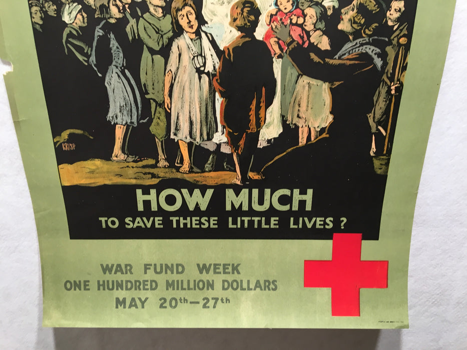 "Motherless; How Much to Save These Little Lives?" WWI American Red Cross Poster   - TvMovieCards.com