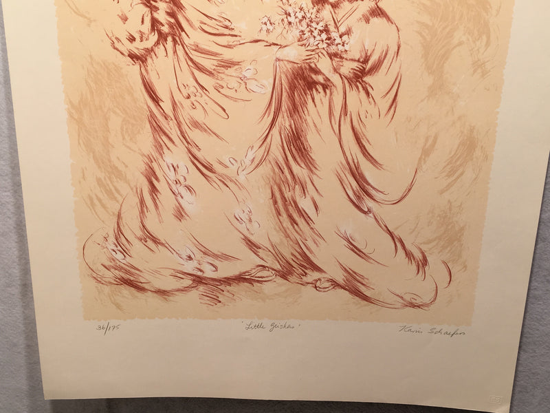 Karin Schaefers "Little Geishas" Signed Numbered Lithograph Art Print 21 x 29   - TvMovieCards.com