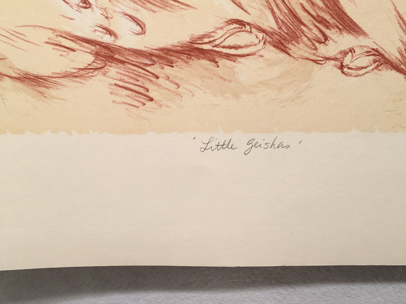 Karin Schaefers "Little Geishas" Signed Numbered Lithograph Art Print 21 x 29   - TvMovieCards.com