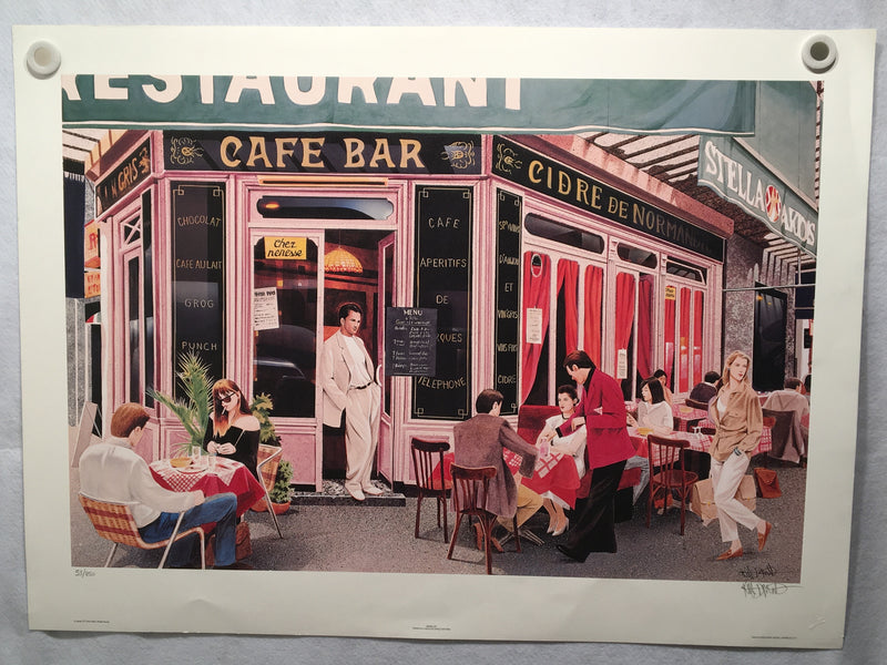Keith Mallett "Sidewalk Cafe"  Signed Lithograph Art Print 26 x 35   - TvMovieCards.com
