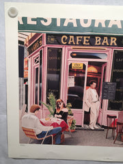 Keith Mallett "Sidewalk Cafe"  Signed Lithograph Art Print 26 x 35   - TvMovieCards.com