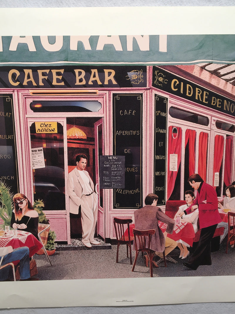 Keith Mallett "Sidewalk Cafe"  Signed Lithograph Art Print 26 x 35   - TvMovieCards.com