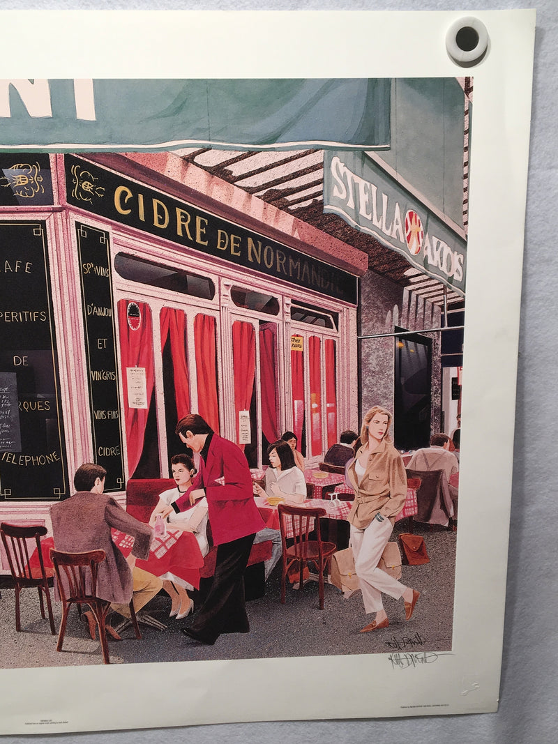 Keith Mallett "Sidewalk Cafe"  Signed Lithograph Art Print 26 x 35   - TvMovieCards.com