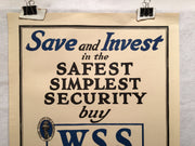 WW1 "Save and Invest" WSS War Savings Stamps Home Front Poster (17" X 24") 1918   - TvMovieCards.com