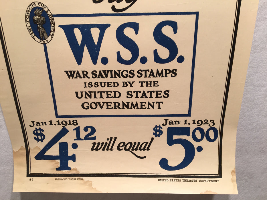 WW1 "Save and Invest" WSS War Savings Stamps Home Front Poster (17" X 24") 1918   - TvMovieCards.com