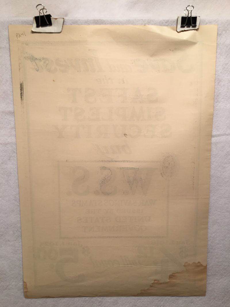 WW1 "Save and Invest" WSS War Savings Stamps Home Front Poster (17" X 24") 1918   - TvMovieCards.com