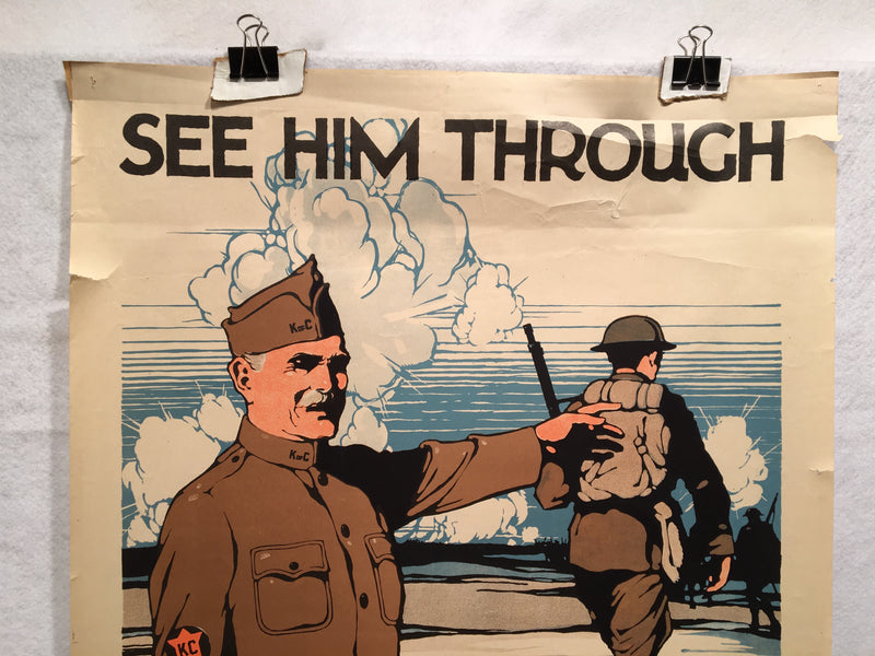 WW1 "See Him Through" National Catholic War Council Poster (20" X 30") 1918   - TvMovieCards.com