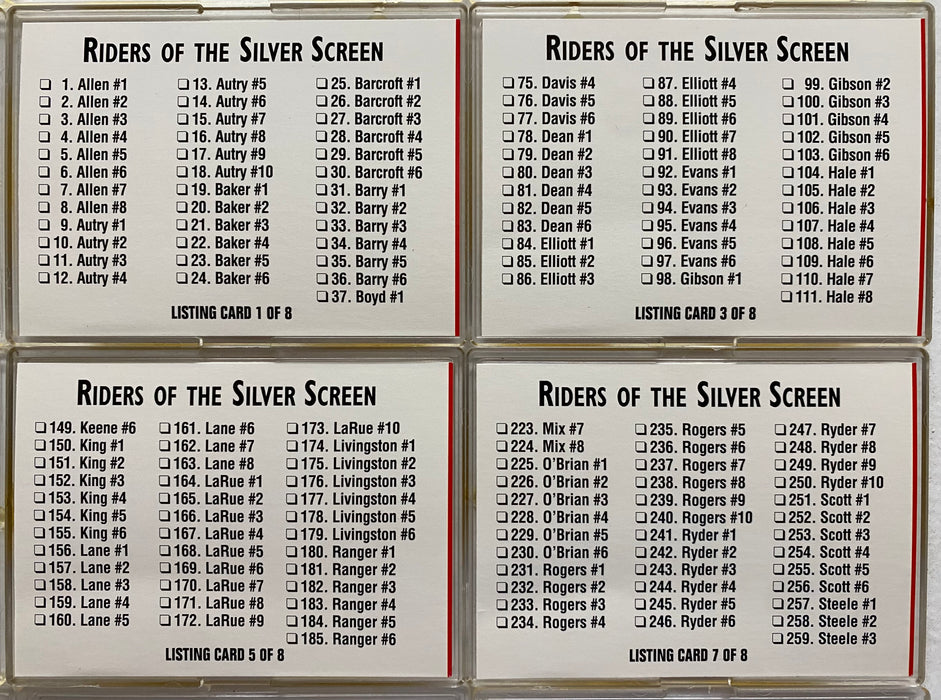 1993 Riders of the Silver Screen Poster Art & Bios Trading Card Set of 300 Cards   - TvMovieCards.com