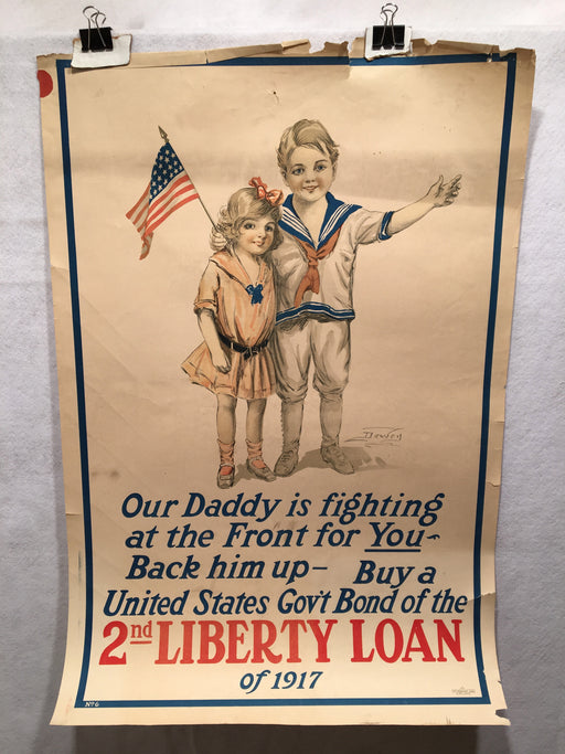 WW1 "Our Daddy is Fighting at the Front" 2nd Liberty Loan Poster (20" X 30")   - TvMovieCards.com