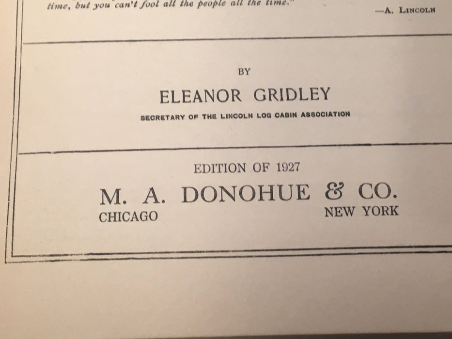 Story Of Abraham Lincoln Eleanor Gridley From Log Cabin To White House 1927   - TvMovieCards.com