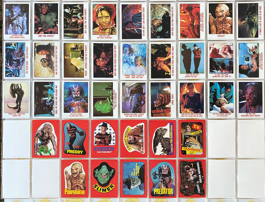 Fright Flicks Movies Vintage Card Set 90 Cards and 11 Sticker Cards 1988 Topps   - TvMovieCards.com