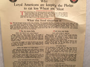 WW1 "Pledge to Eat Less Wheat and Meat" Propaganda Poster (20" X 30")   - TvMovieCards.com