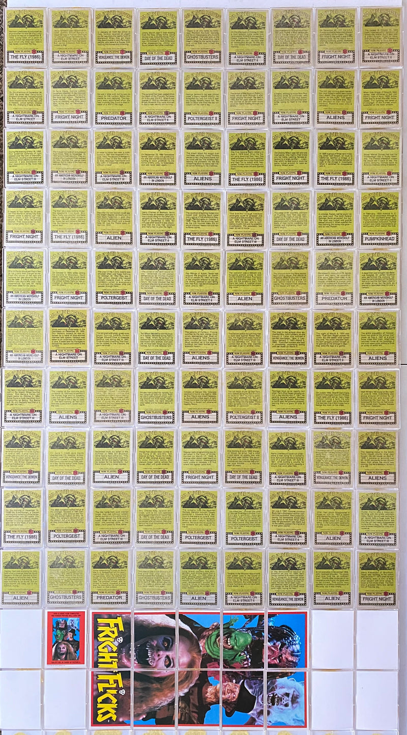 Fright Flicks Movies Vintage Card Set 90 Cards and 11 Sticker Cards 1988 Topps   - TvMovieCards.com
