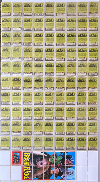 Fright Flicks Movies Vintage Card Set 90 Cards and 11 Sticker Cards 1988 Topps   - TvMovieCards.com