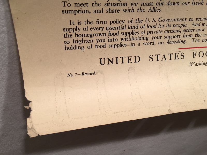 WW1 "Pledge to Eat Less Wheat and Meat" Propaganda Poster (20" X 30")   - TvMovieCards.com