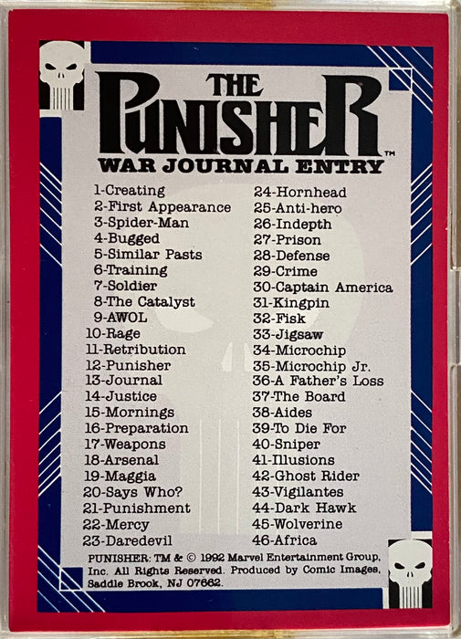 Punisher War Journal Entry Vintage Trading Card Set 90 Cards Comic Images 1992   - TvMovieCards.com