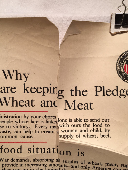 WW1 "Pledge to Eat Less Wheat and Meat" Propaganda Poster (20" X 30")   - TvMovieCards.com