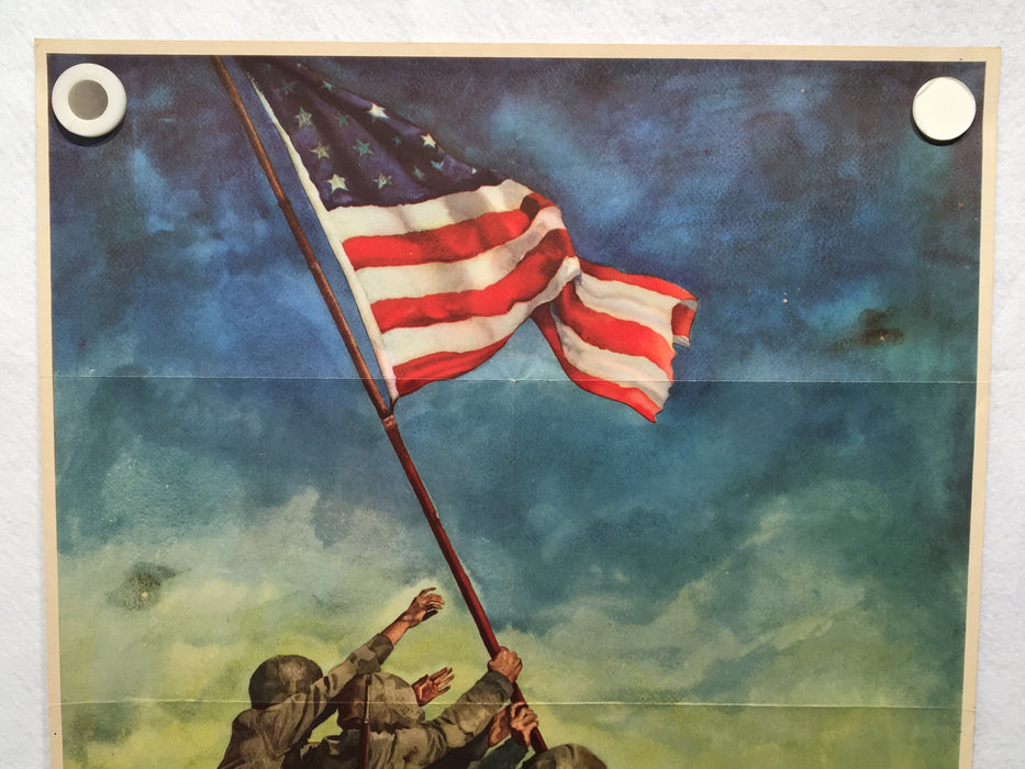 Original WWII 1945 Now All Together Iwo Jima Flag Raising 7th War Loan Poster   - TvMovieCards.com