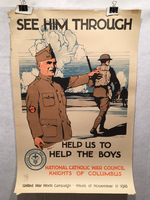 1918 WW1 "See Him Through" National Catholic War Council Poster (20" X 30")   - TvMovieCards.com