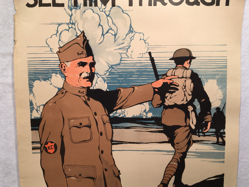 1918 WW1 "See Him Through" National Catholic War Council Poster (20" X 30")   - TvMovieCards.com