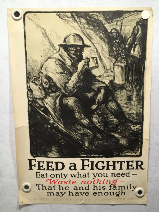 Original "Feed a Fighter" WWI War Propaganda Poster 20 x 29 Food Administration   - TvMovieCards.com