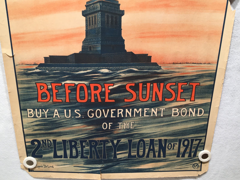 Original "Before Sunset" WWI - 2nd Liberty Loan 1917 Propaganda Poster 20 x 30   - TvMovieCards.com