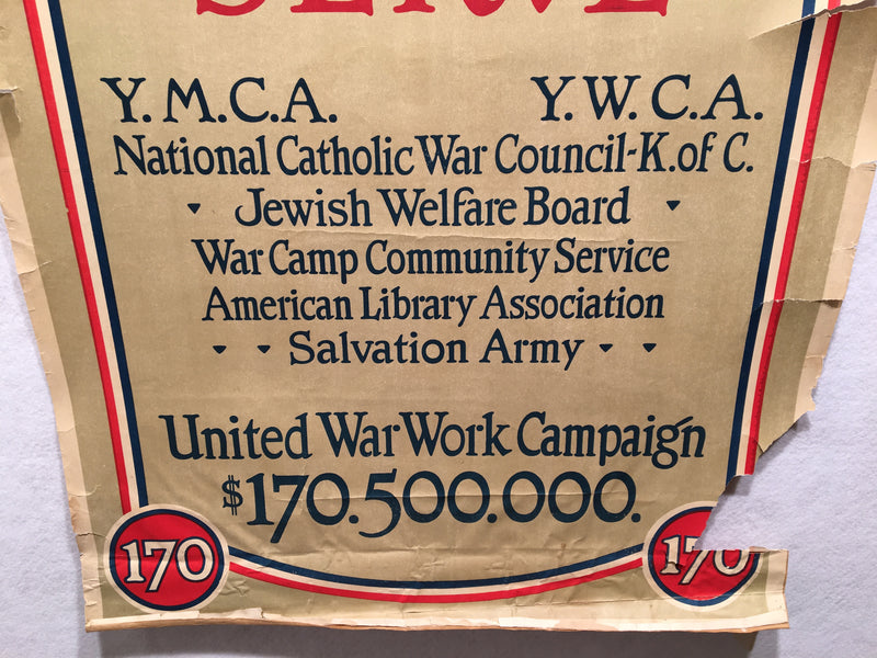 WW1 "United We Serve" United War Work Campaign Propaganda Poster (20" X 28")   - TvMovieCards.com