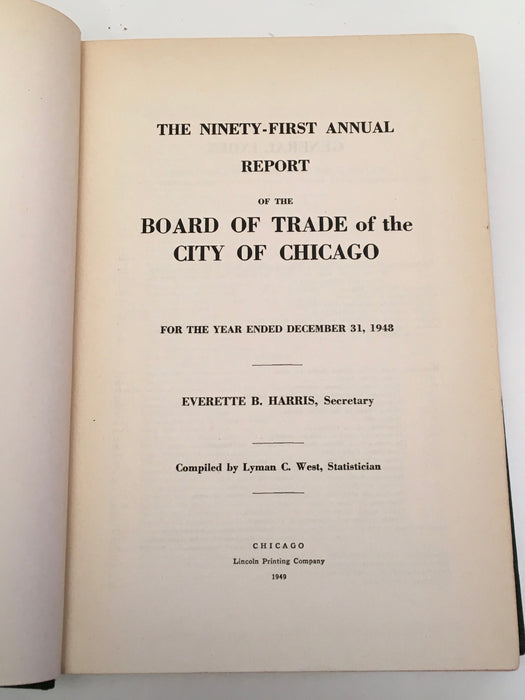 1948 Board of Trade of the City of Chicago 91st Annual Report Statistics Book   - TvMovieCards.com