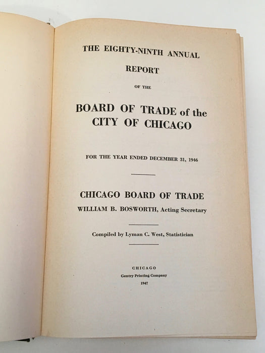 1946 Board of Trade of the City of Chicago 89th Annual Report Statistics Book   - TvMovieCards.com