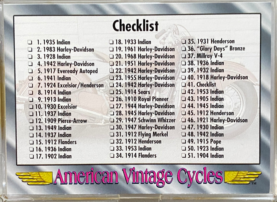 American Vintage Cycles Series 1 Vintage Trading Card Set 100 Cards 1992 Champs   - TvMovieCards.com