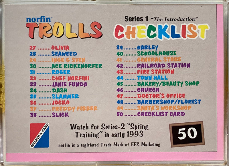 Norfin Trolls Series One Vintage Trading Card Set 50 Cards Collect-a-Card 1993   - TvMovieCards.com