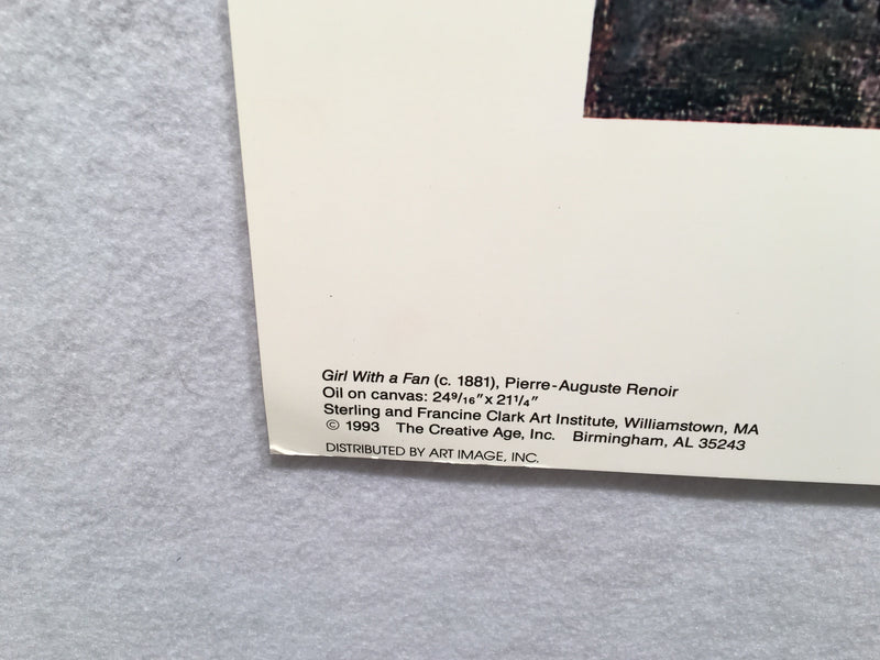 Girl with a Fan - Pierre Auguste Renoir - Lithograph Art Print 23" x 27"   - TvMovieCards.com