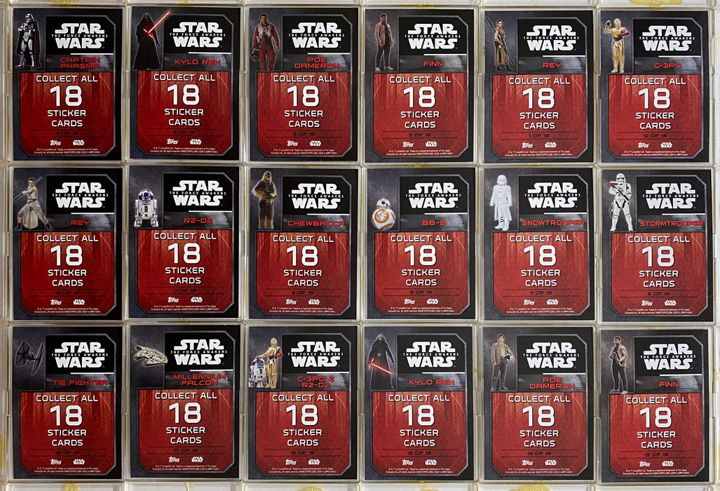 2015 Star Wars Force Awakens Series 1 Character Sticker 18 Chase Card Set Topps   - TvMovieCards.com