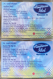 American Idol Season 6 Trading Base Card Set 72 Cards Comic Images 2007   - TvMovieCards.com