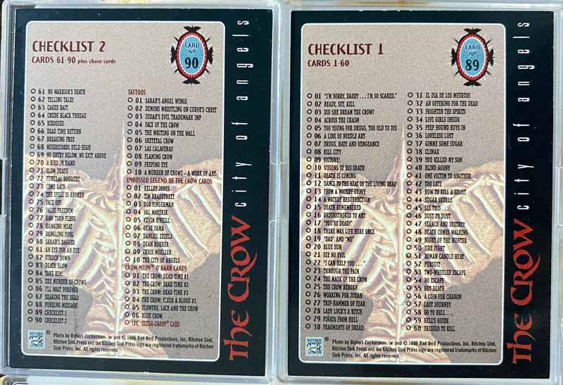 Crow Series 2 City of Angels Trading Base Card Set 90 Cards Kitchen Sink 1997   - TvMovieCards.com