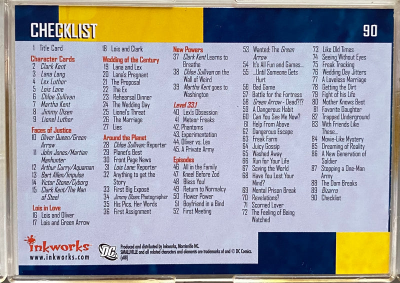 Smallville Season 6 Trading Base Card Set 90 cards Inkworks 2008   - TvMovieCards.com
