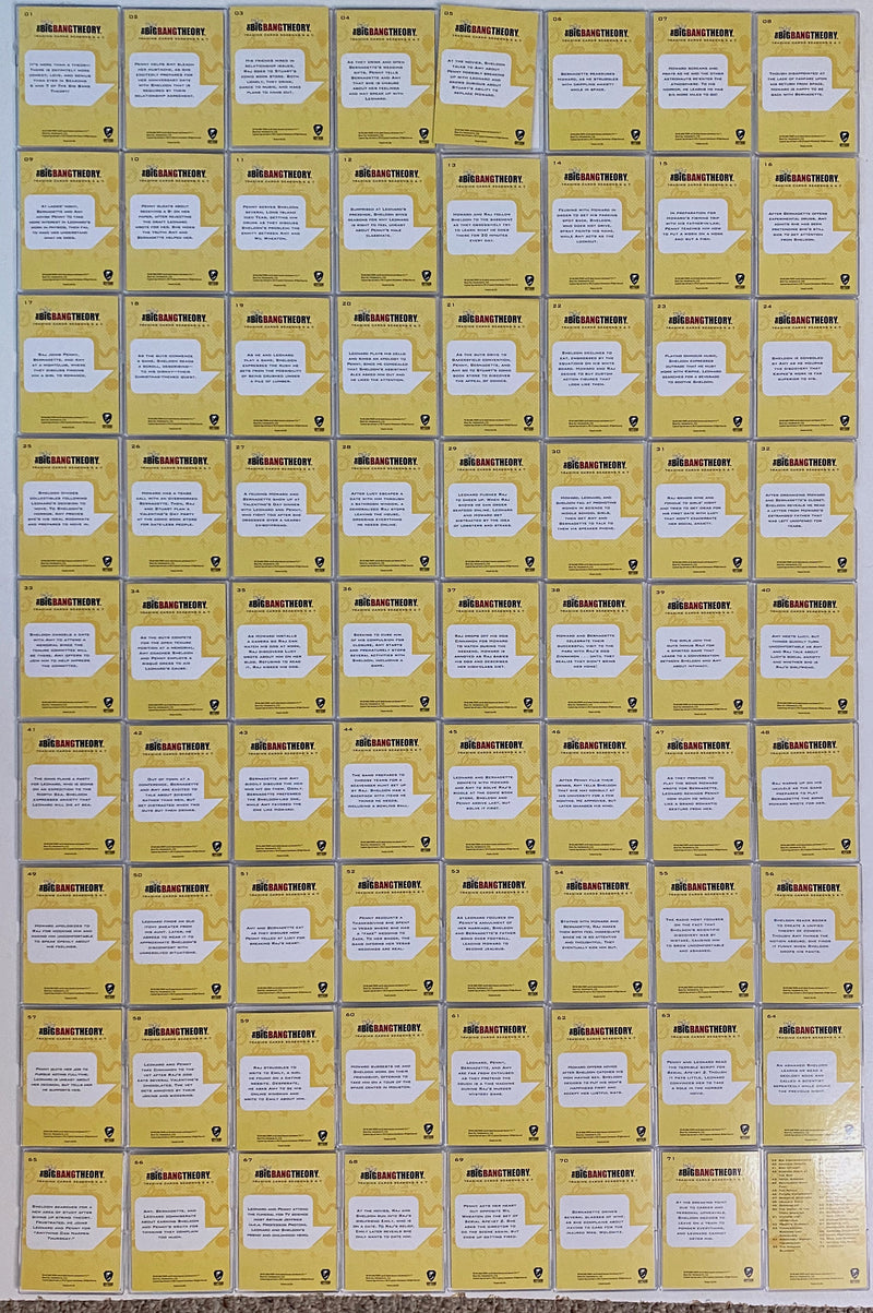 2016 Big Bang Theory Seasons 6 & 7 Silver Foil Parallel Base Trading Card Set 72 Card - TvMovieCards.com