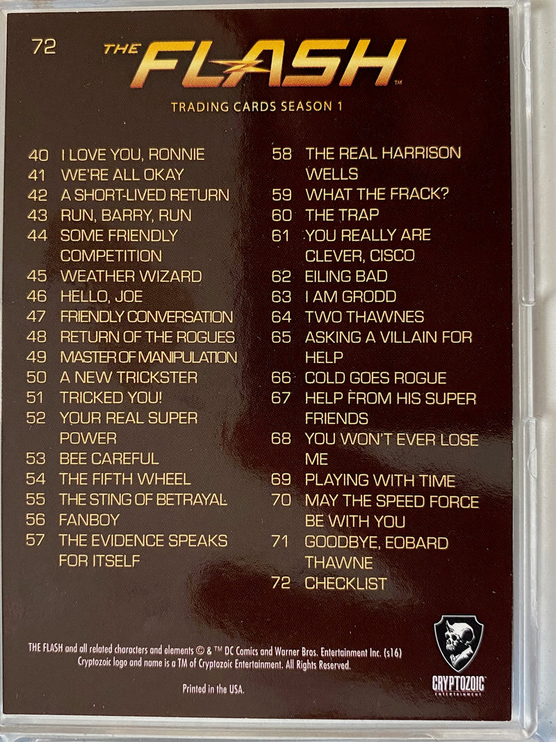 2016 DC Flash Season 1 Golden Glider Foil Stamp Parallel Base 72 Card Set   - TvMovieCards.com