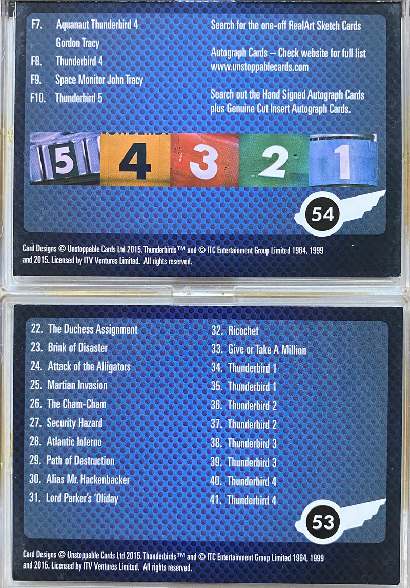 Thunderbirds 50th Anniversary Trading Base Card Set 54 Cards Unstoppable 2015   - TvMovieCards.com