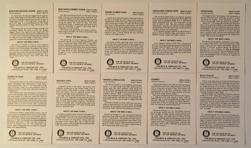 Birds of Prey Series 1 Vintage Card Set 1975 Church & Dwight Co., Inc.   - TvMovieCards.com