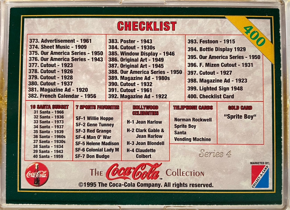 Coca-Cola Collection Series 4 Base Card Set 100 Cards Collect-a-Card 1995   - TvMovieCards.com