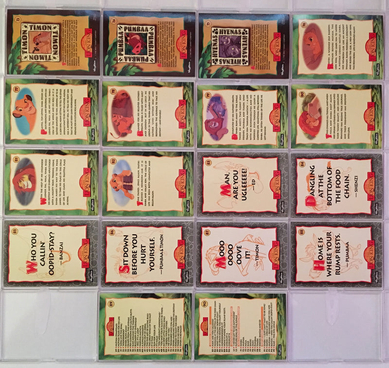 Lion King Disney Movie Series 1 Base Card Set 90 Cards Skybox 1994   - TvMovieCards.com