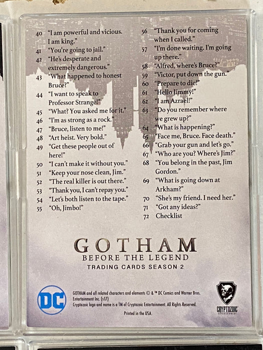 2017 Gotham Season 2 Silver Foil Parallel Base Trading Card Set (72)   - TvMovieCards.com