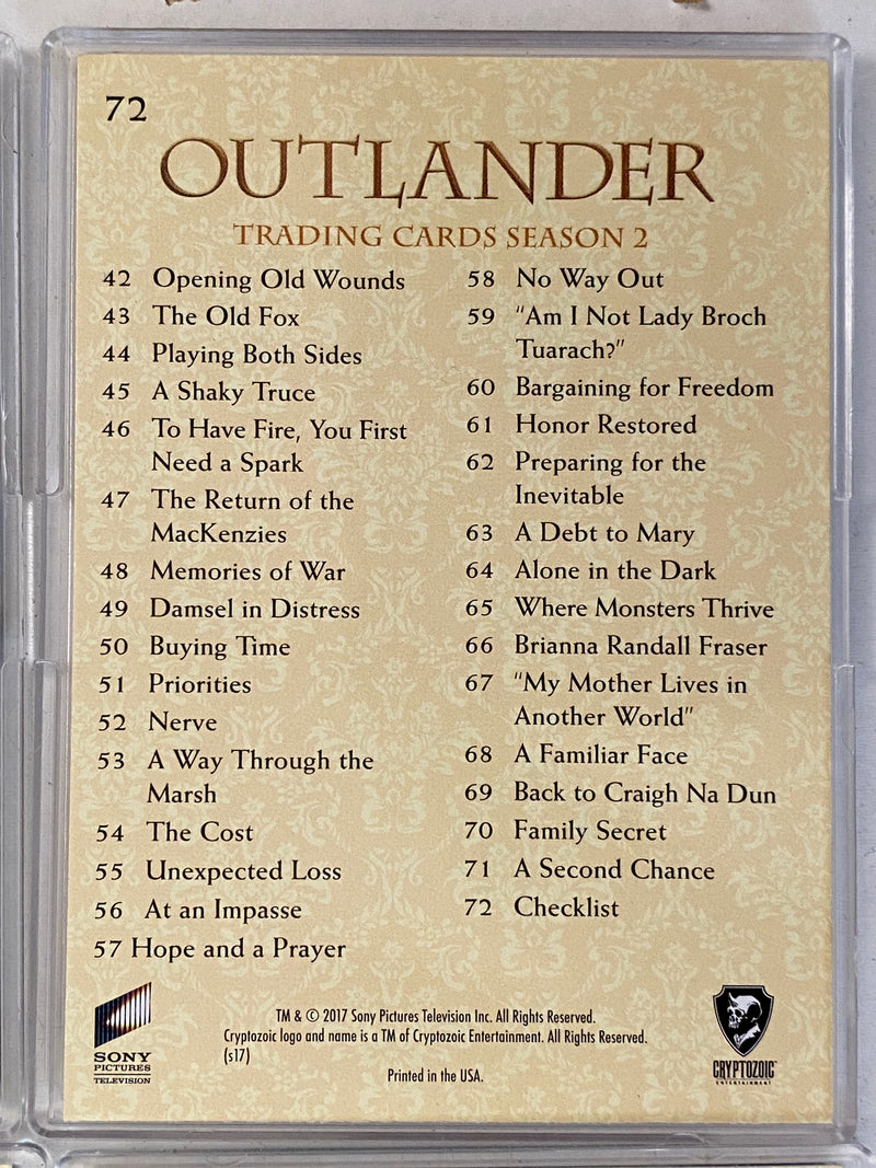 2017 Outlander Season 2 Rainbow Foil Parallel Base Trading Card Set (72)   - TvMovieCards.com