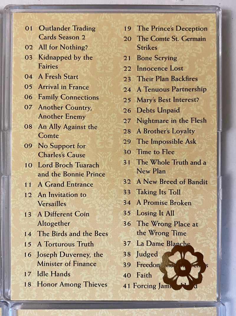 Outlander Season 2 Gold Jacobite Seal Parallel Base Trading Card Set (72) 2017   - TvMovieCards.com
