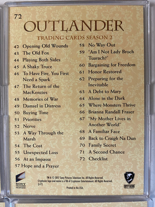 Outlander Season 2 Gold Jacobite Seal Parallel Base Trading Card Set (72) 2017   - TvMovieCards.com