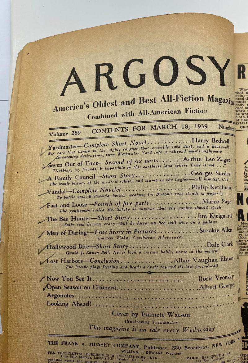 Argosy All Story Weekly March 18 1939 George Surdez Yardmaster Short Novel Pulp   - TvMovieCards.com