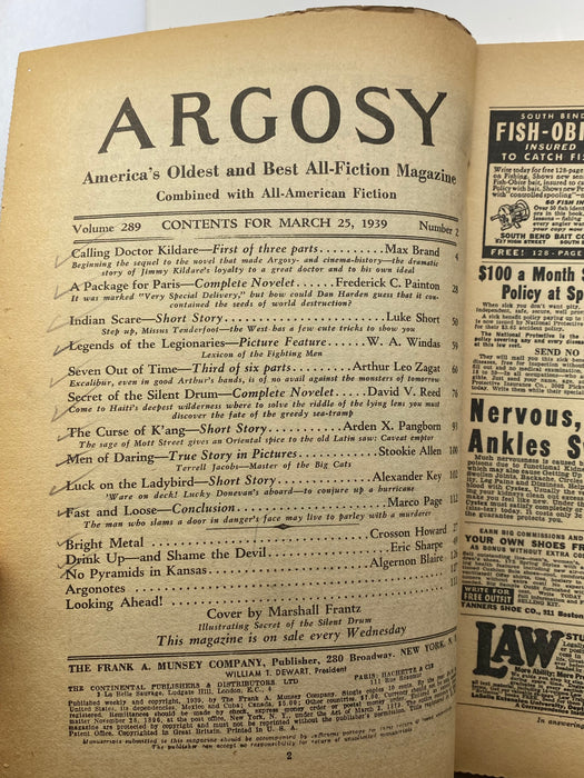 Argosy All Story Weekly March 25 1939 Dan Harden A Package for Paris Pulp   - TvMovieCards.com